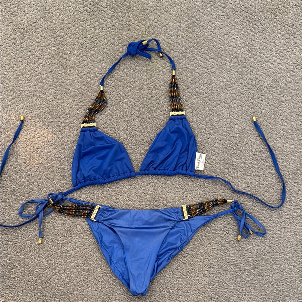 Beach Bunny Blue and Gold Bikini